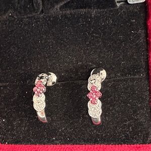 Dazzling 925  Silver Round Rhodolite Garnet 2 mm Earrings